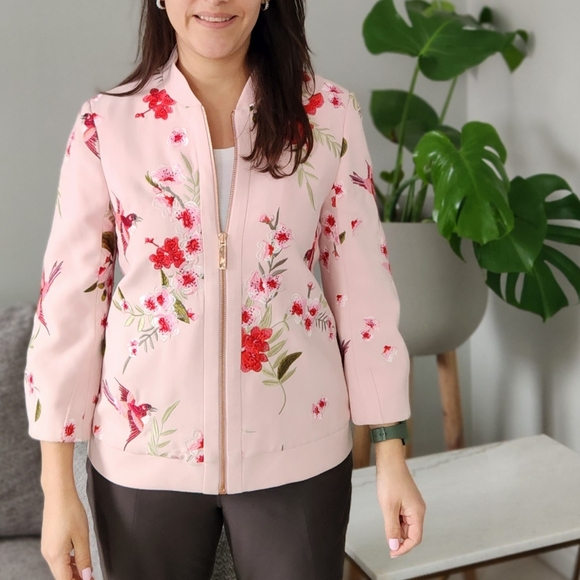 Ted Baker pink embroidered bomber jacket - Picture 5 of 7